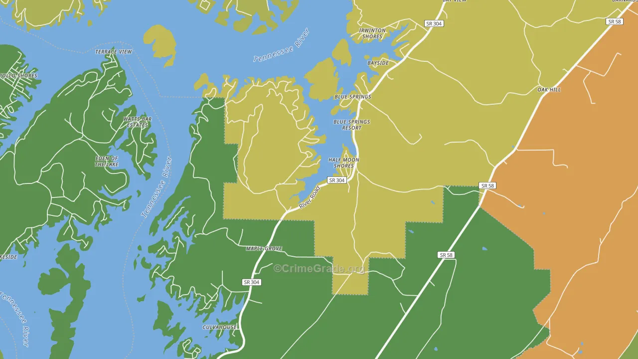 Maple Grove, TN Map of Murder Rates