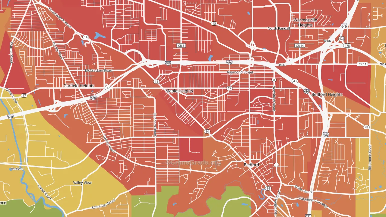 Maple Heights, OH Map of Murder Rates