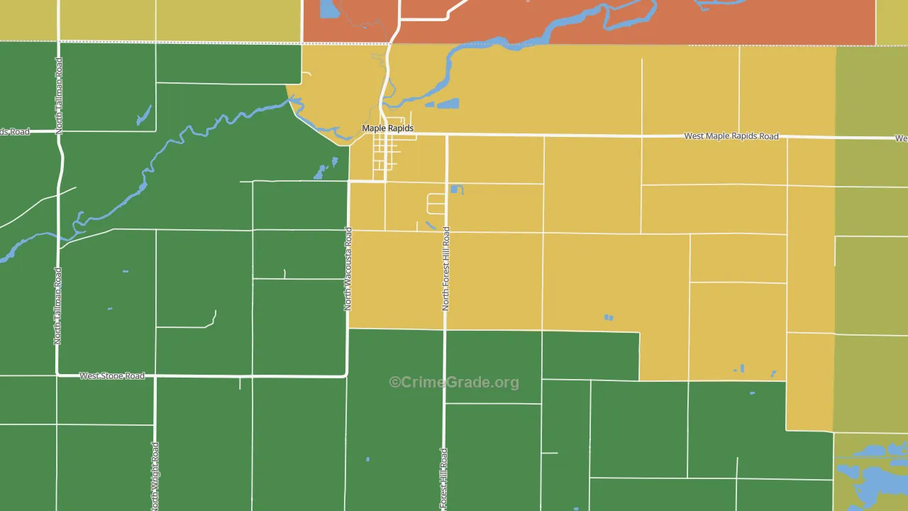 Maple Rapids, MI Map of Murder Rates