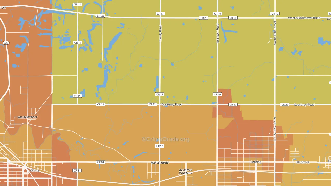 Maple Ridge, OH Map of Murder Rates