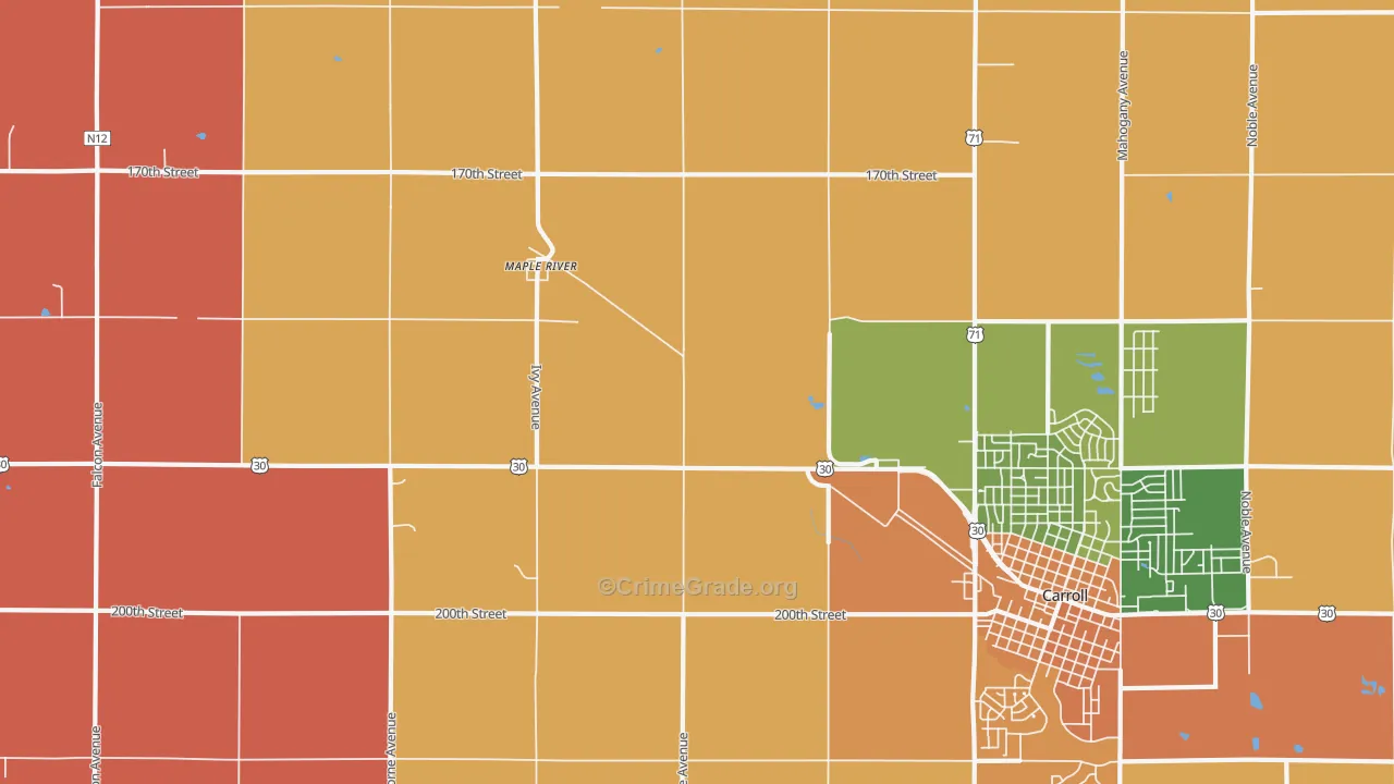 Maple River, IA Map of Murder Rates