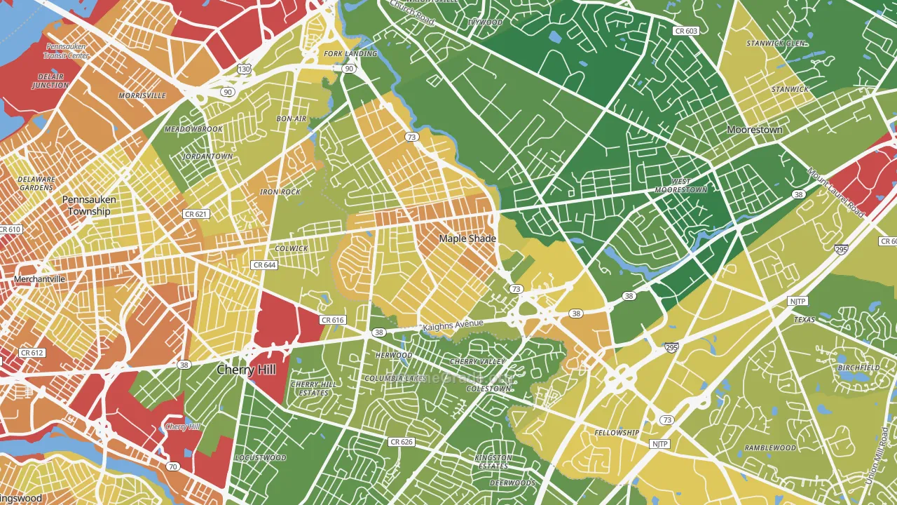 Maple Shade, NJ Map of Murder Rates