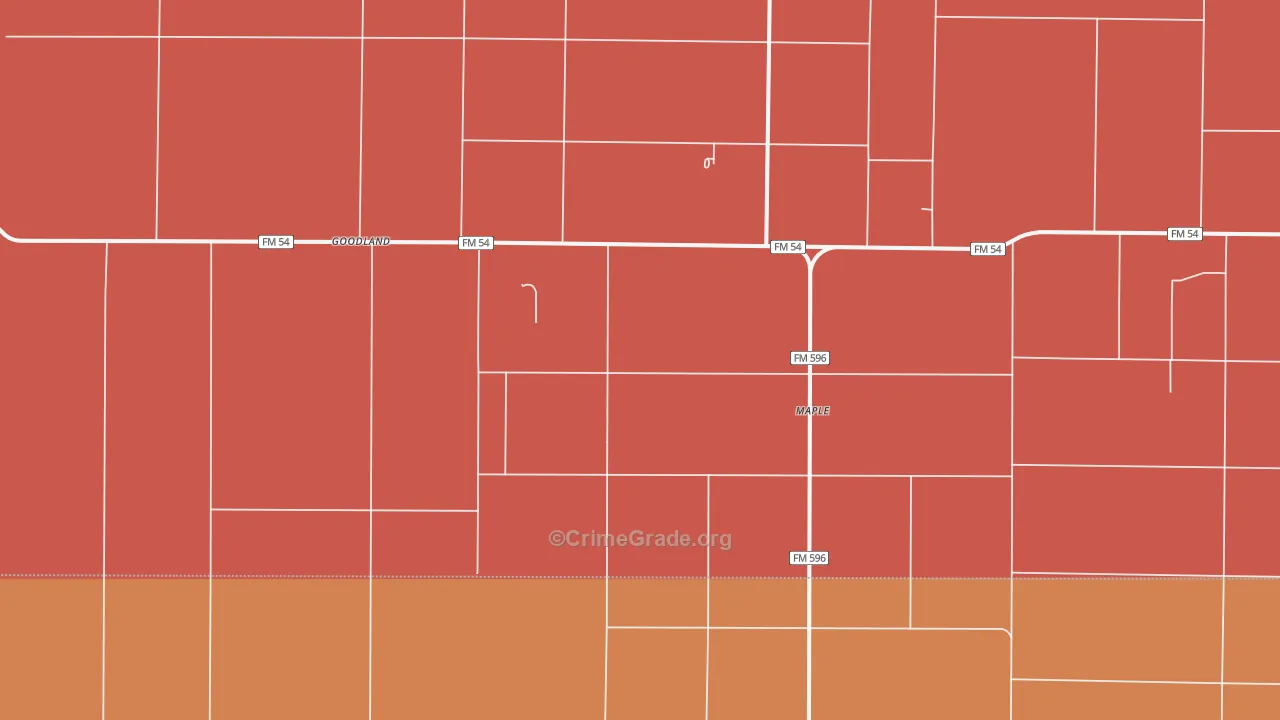 Maple, TX Map of Murder Rates