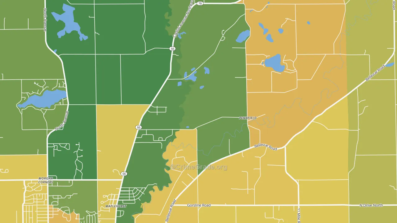 Maplehurst, MI Map of Murder Rates