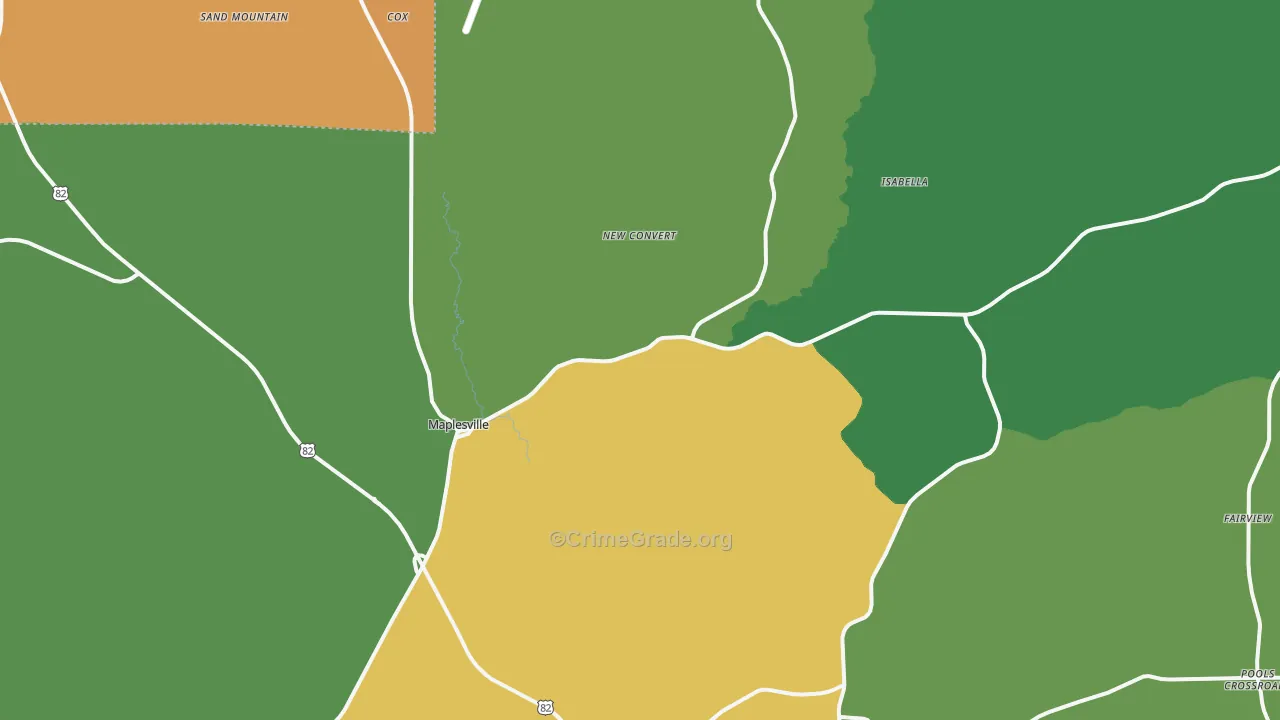 Maplesville, AL Map of Murder Rates
