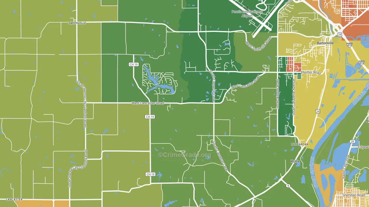 Mapleton, IL Map of Murder Rates