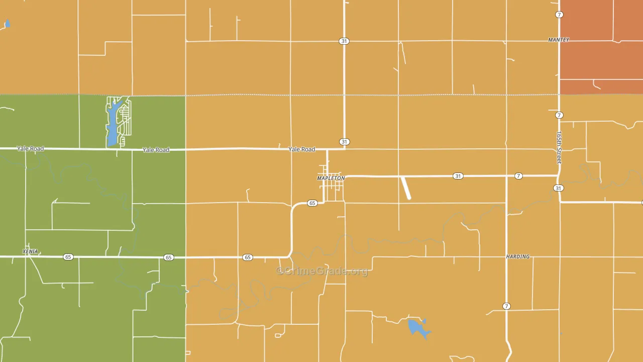 Mapleton, KS Map of Murder Rates