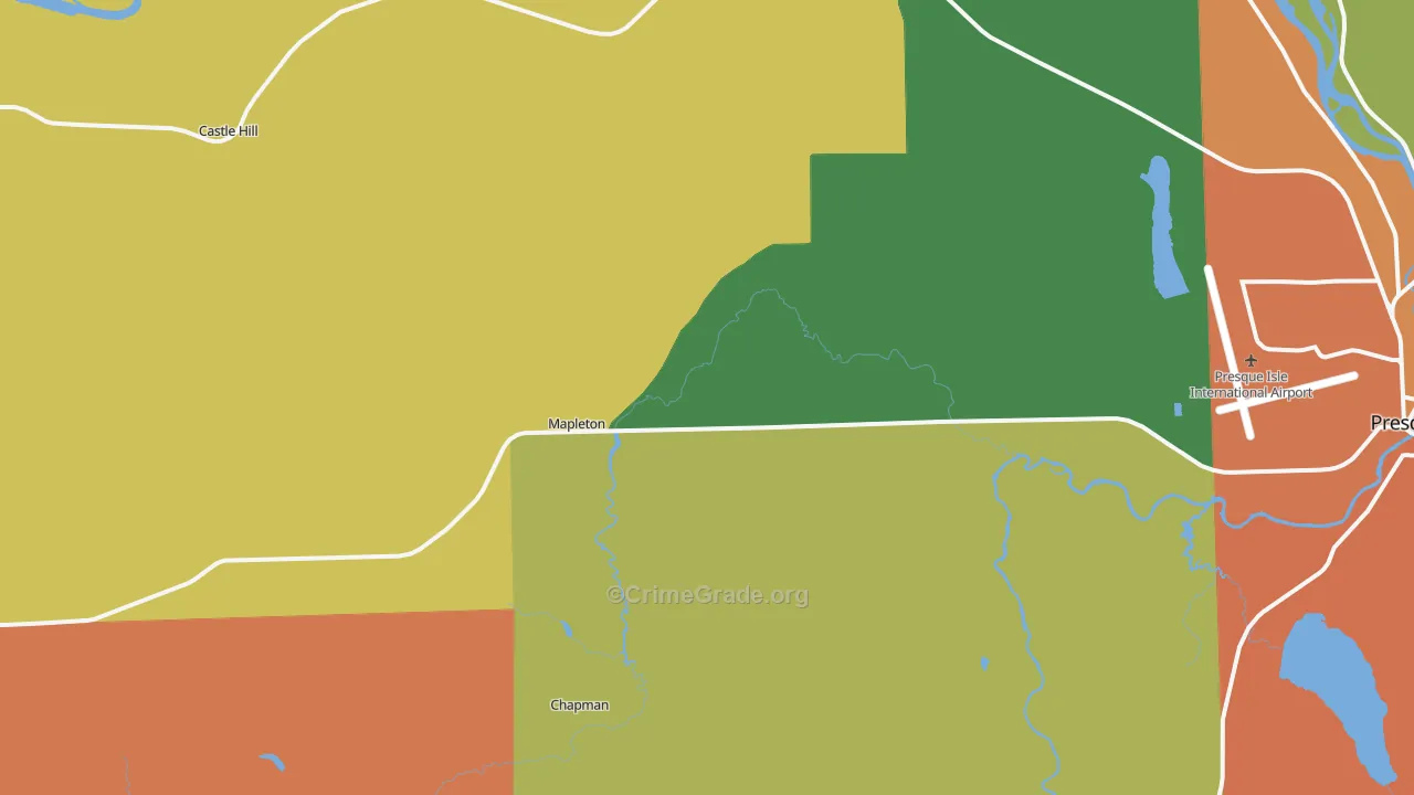 Mapleton, ME Map of Murder Rates