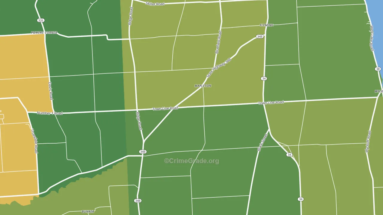 Mapleton, NY Map of Murder Rates