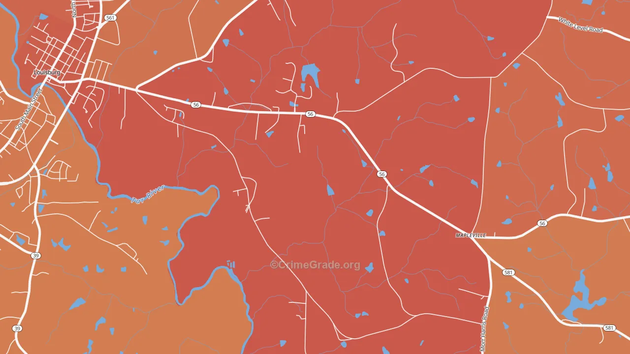 Mapleville, NC Map of Murder Rates