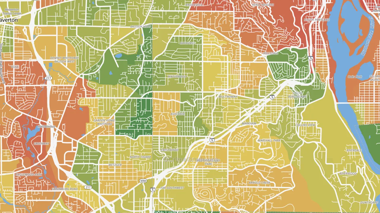Maplewood-Ashcreek, Portland, OR Map of Murder Rates