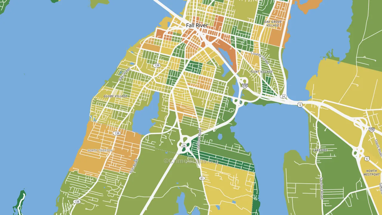 Maplewood, Fall River, MA Map of Murder Rates