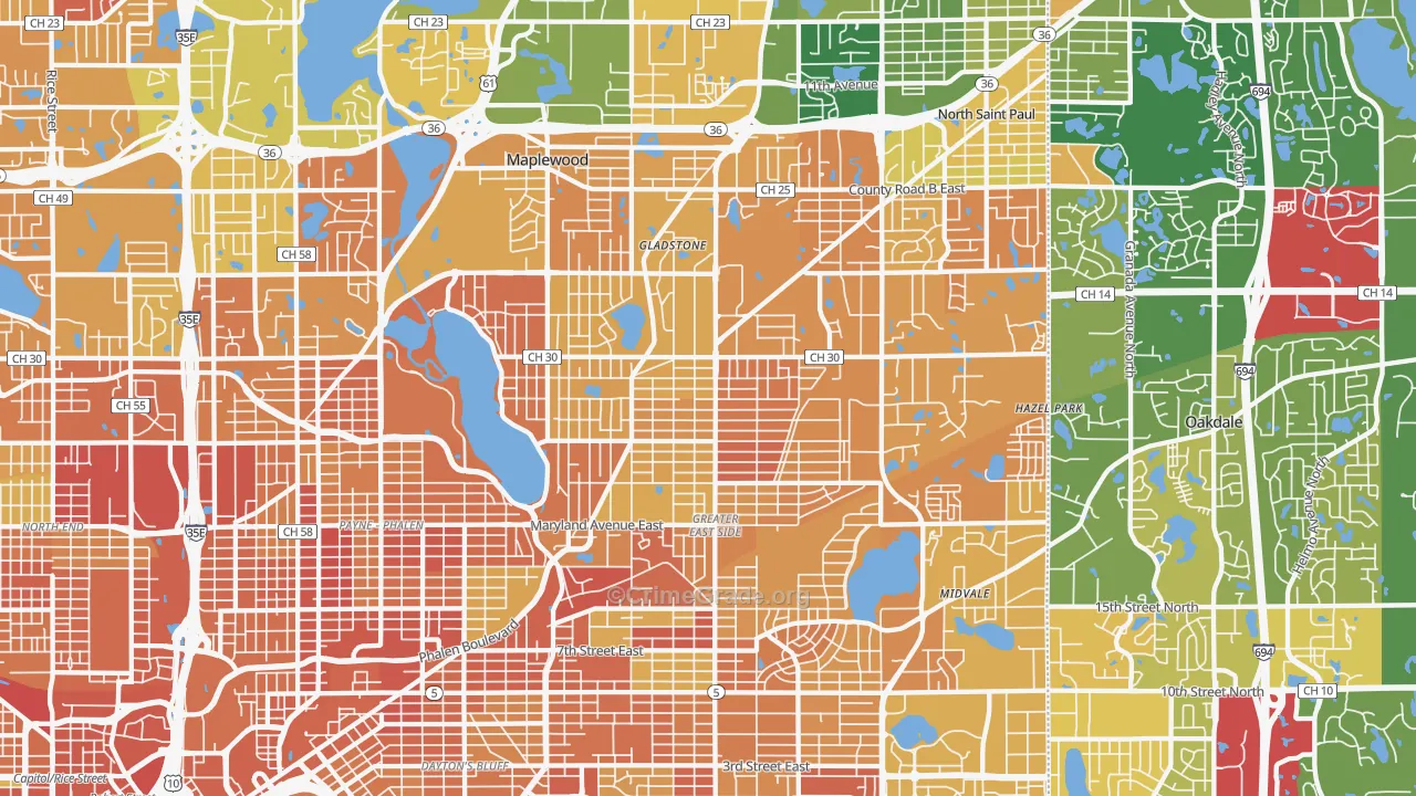Maplewood, MN Map of Murder Rates