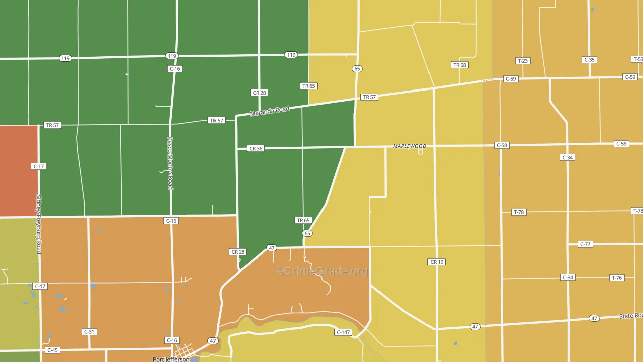 Maplewood, OH Map of Murder Rates