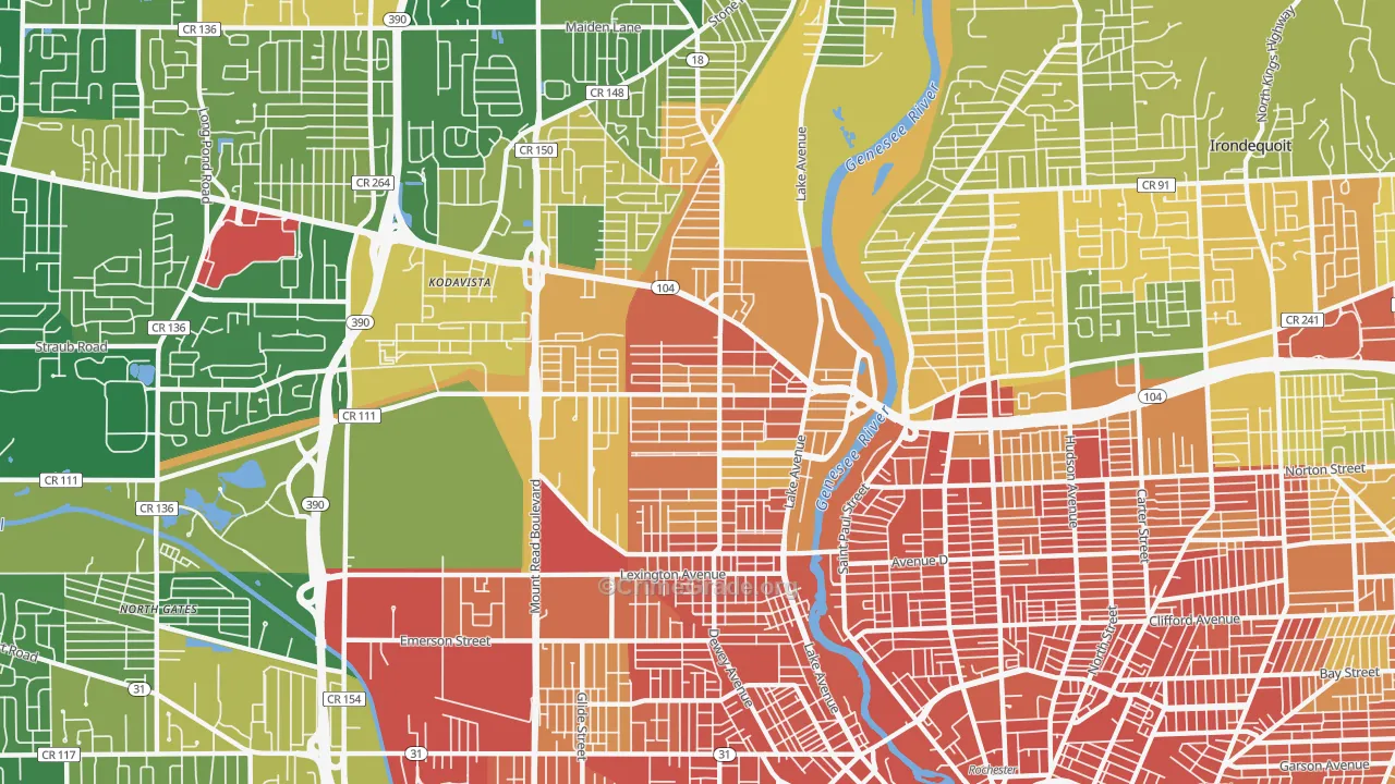 Maplewood, Rochester, NY Map of Murder Rates
