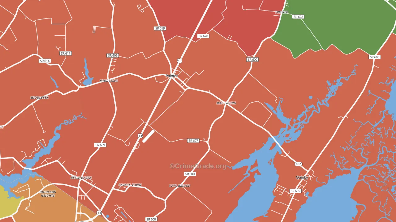 Mappsburg, VA Map of Murder Rates