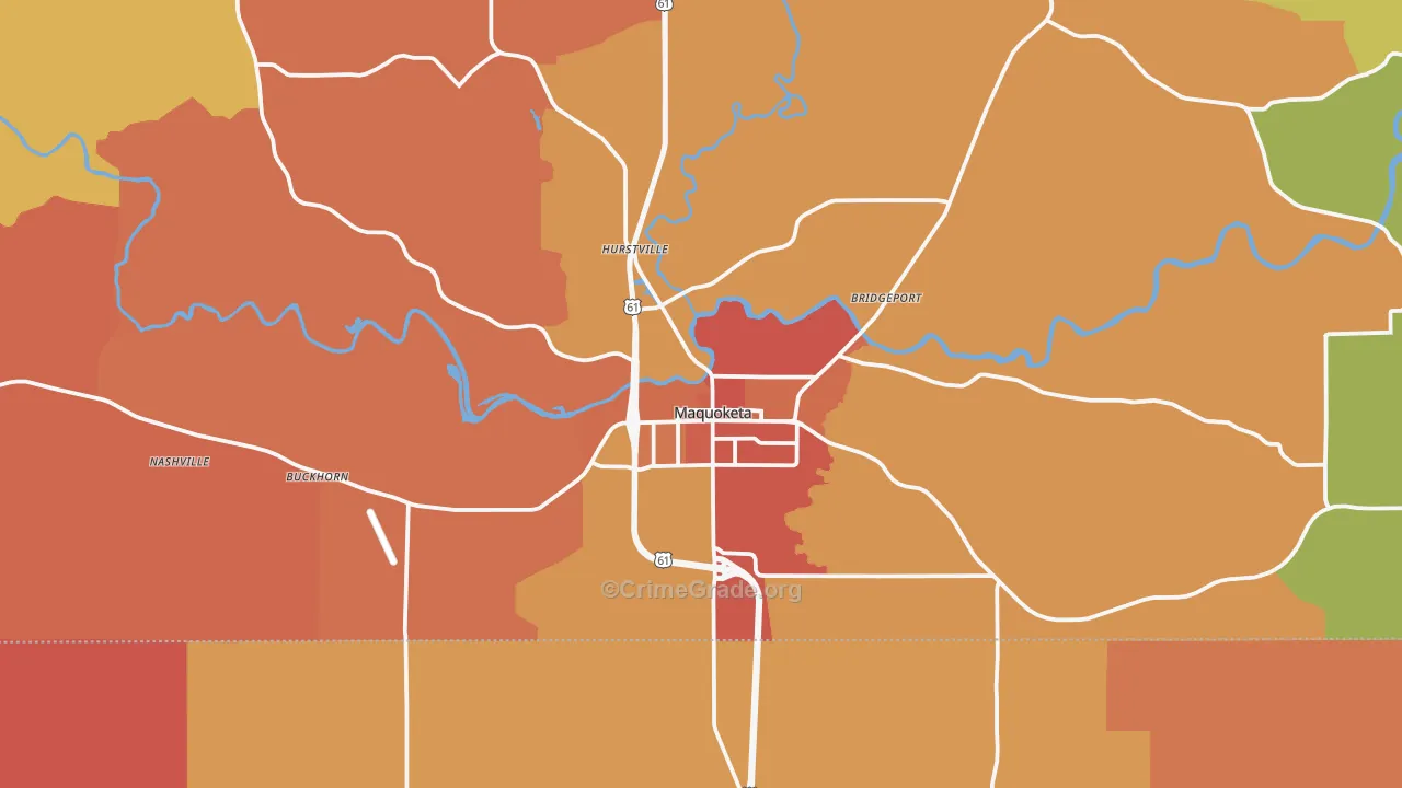 Maquoketa, IA Map of Murder Rates