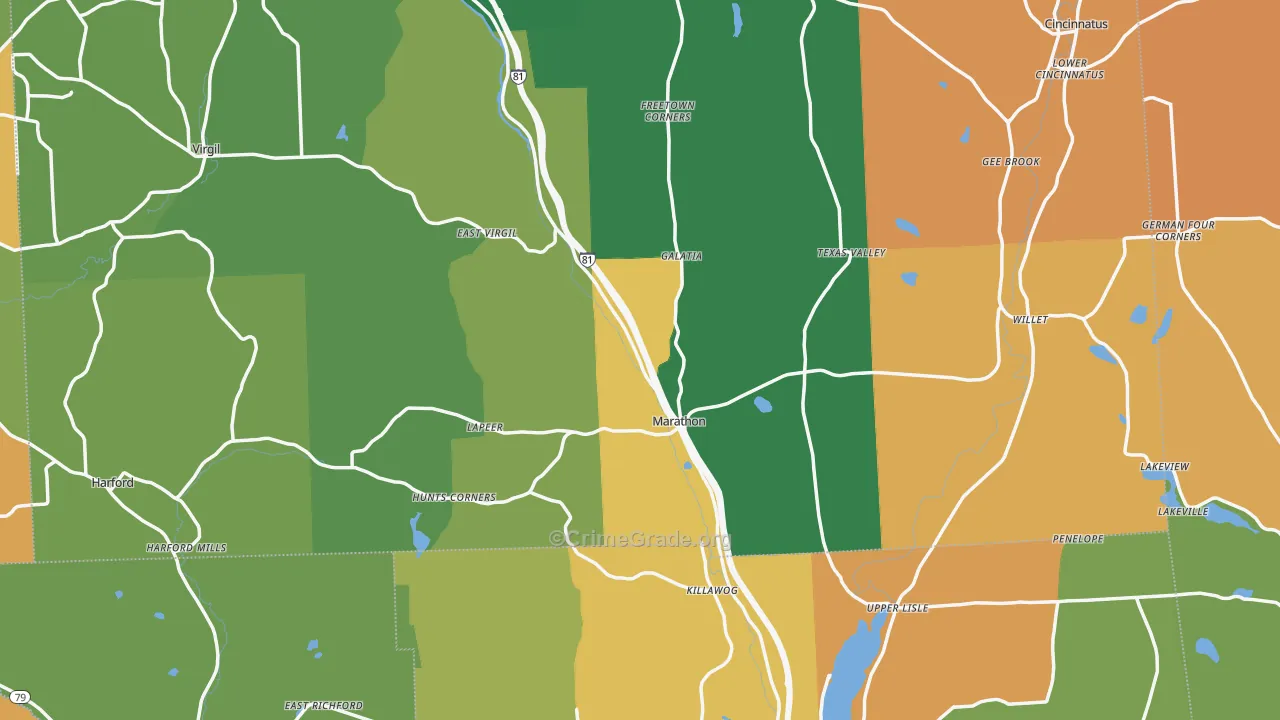 Marathon, NY Map of Murder Rates