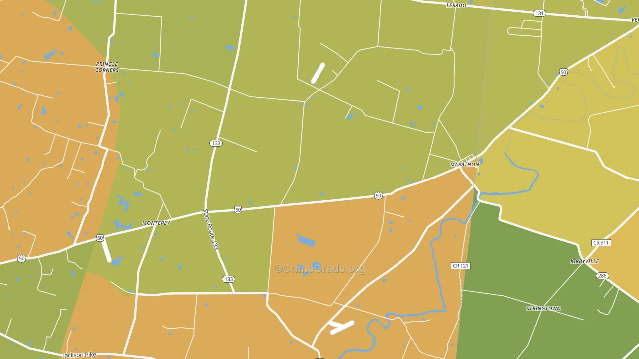 Marathon, OH Map of Murder Rates