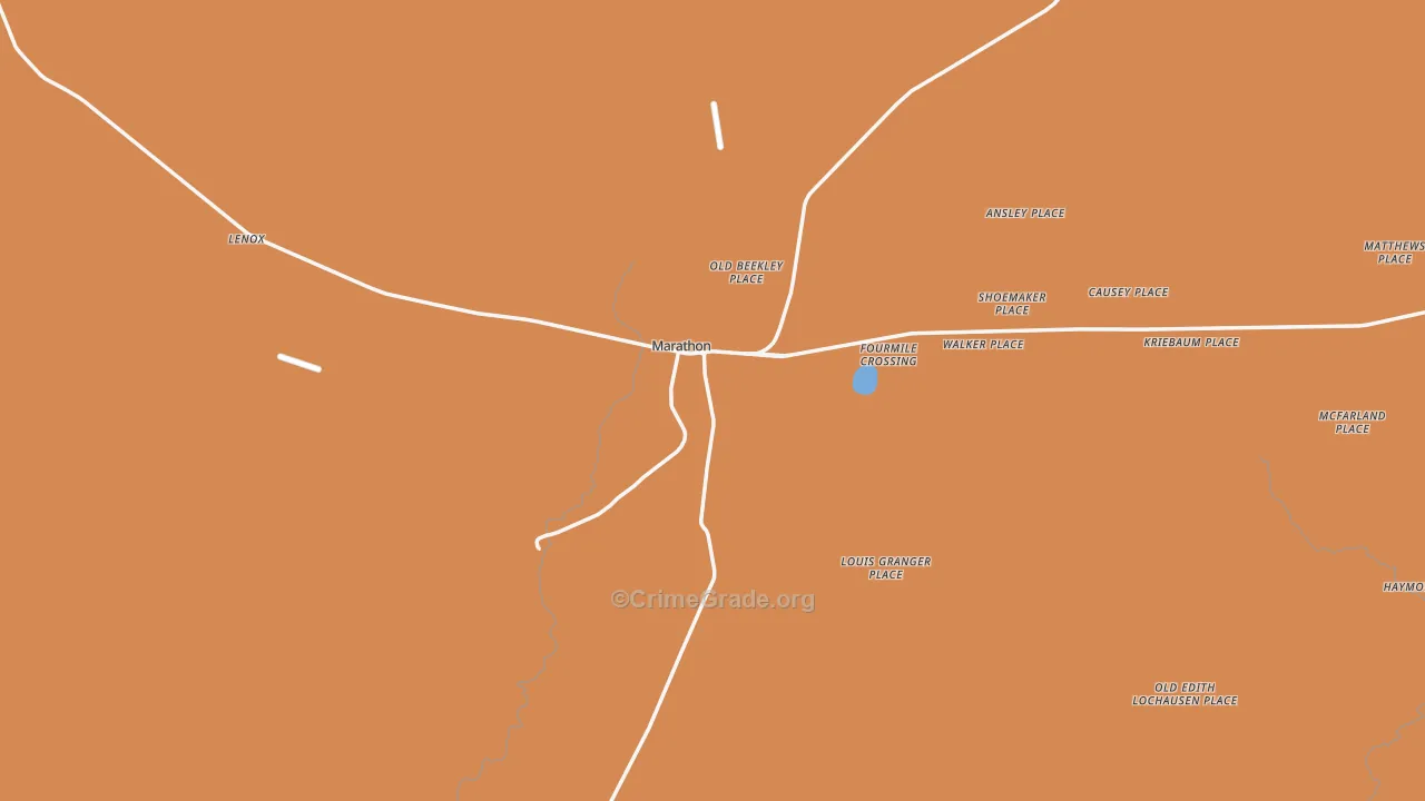 Marathon, TX Map of Murder Rates