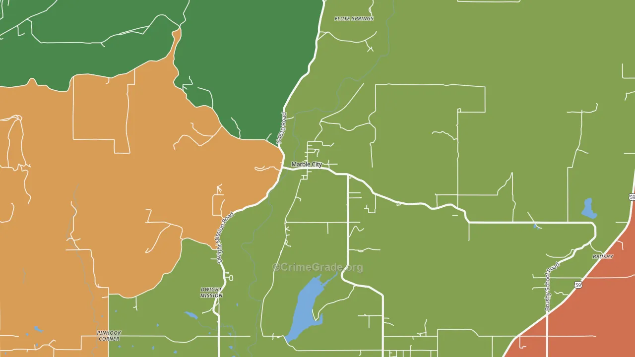 Marble City, OK Map of Murder Rates