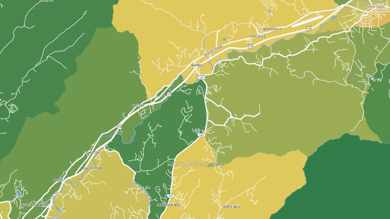 Marble, NC Map of Murder Rates