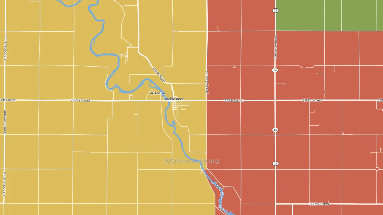 Marble Rock, IA Map of Murder Rates