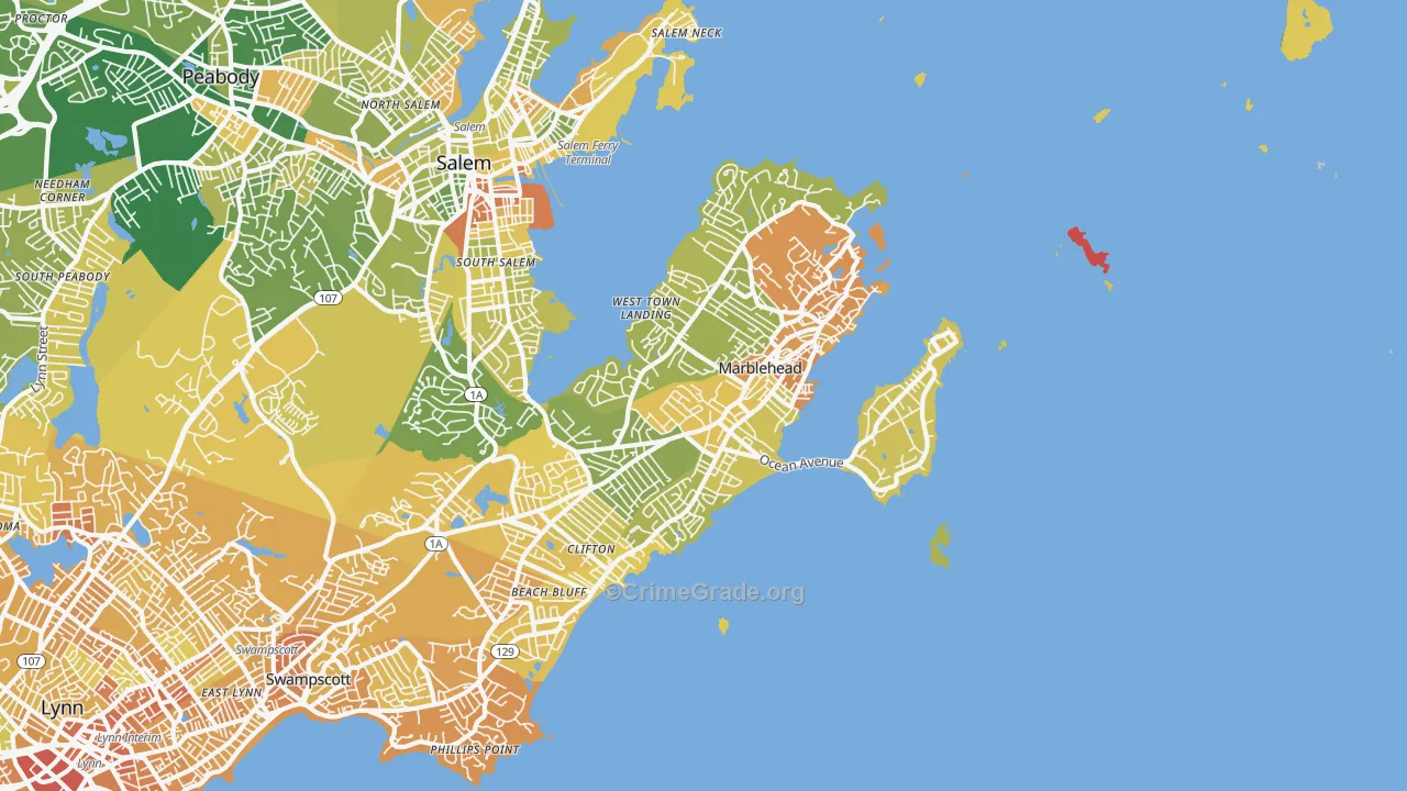 Marblehead, MA Map of Murder Rates