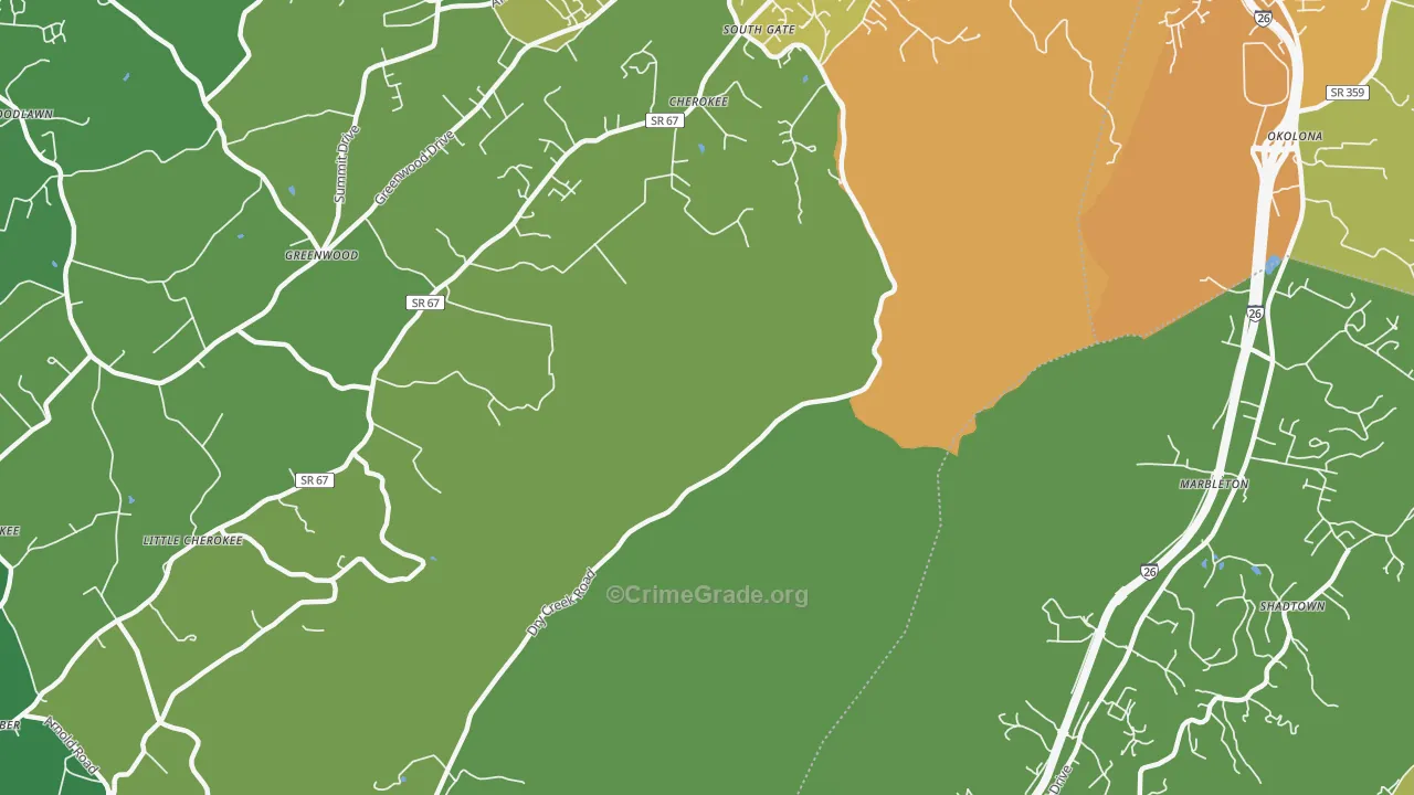 Marbleton, TN Map of Murder Rates