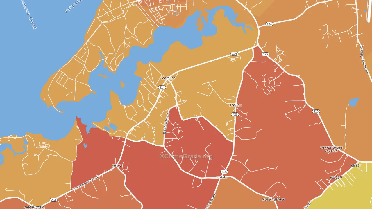 Marbury, MD Map of Murder Rates