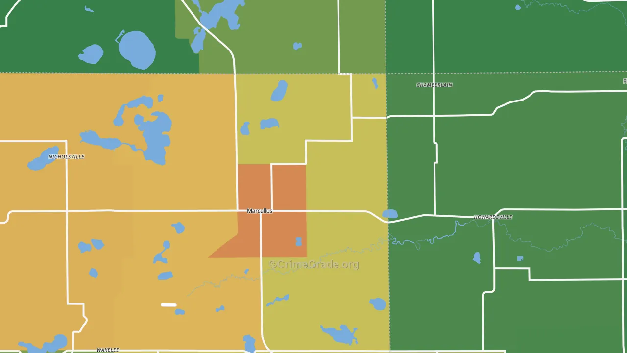 Marcellus, MI Map of Murder Rates