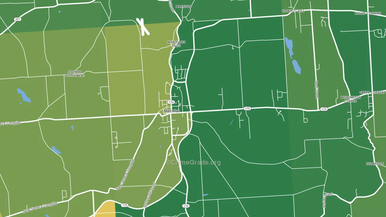 Marcellus, NY Map of Murder Rates