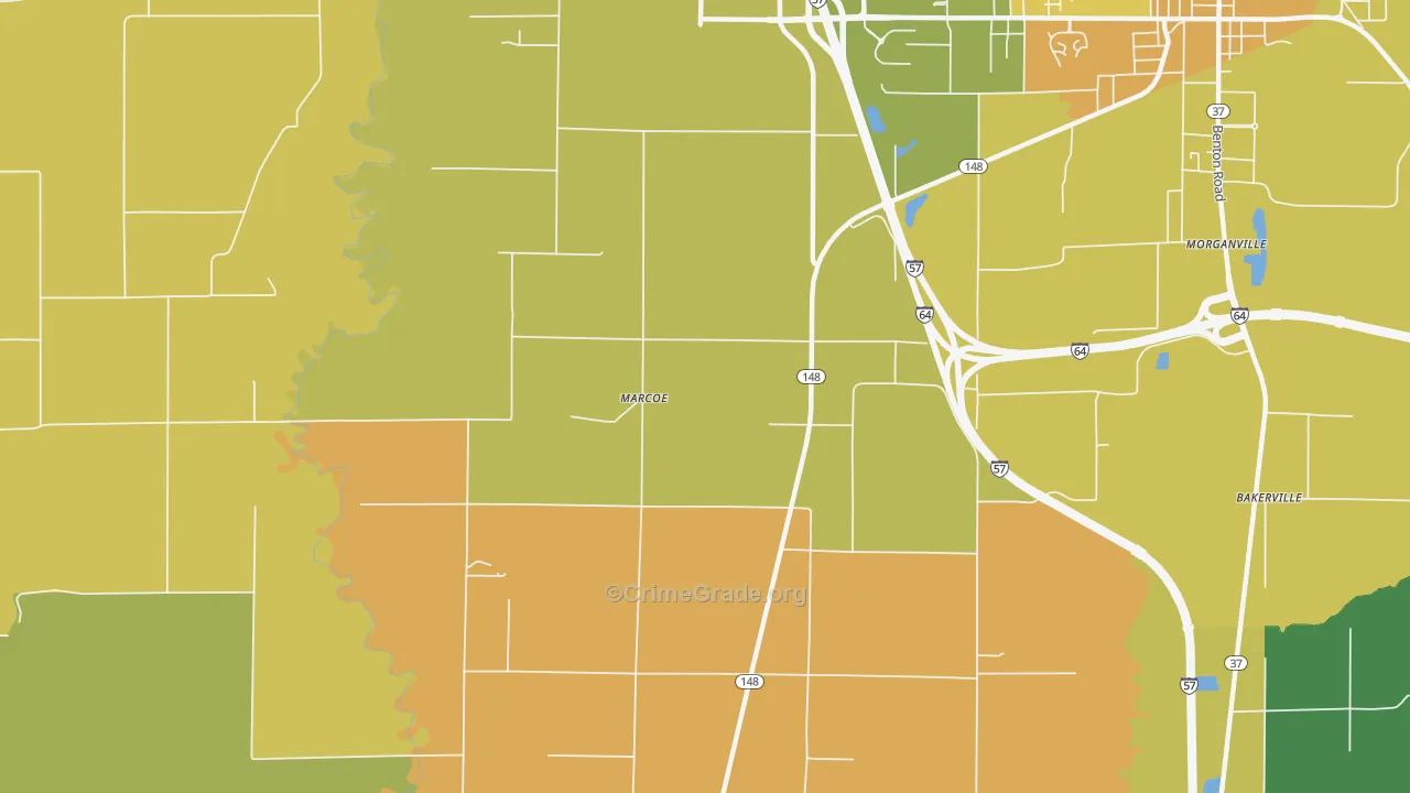 Marcoe, IL Map of Murder Rates
