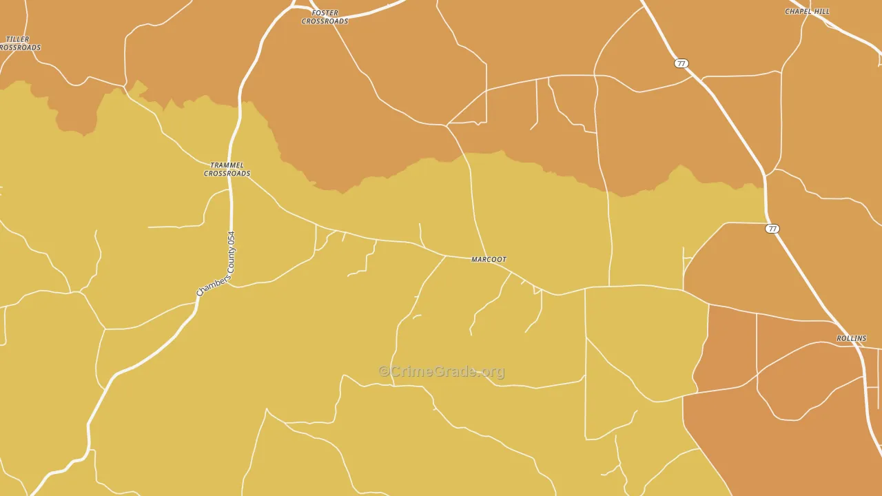 Marcoot, AL Map of Murder Rates