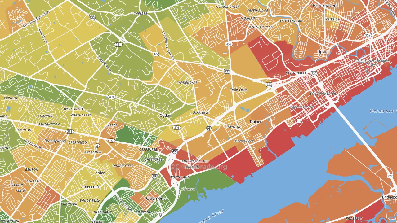 Marcus Hook, PA Map of Murder Rates