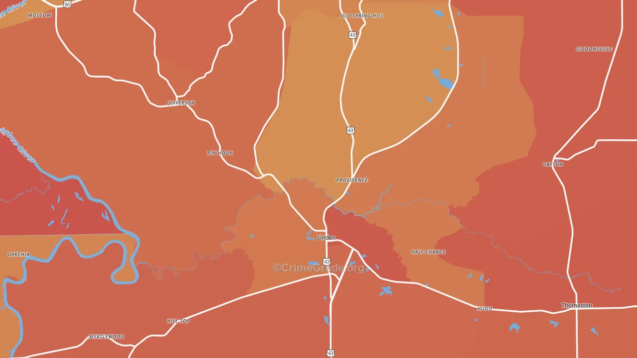 Marengo County, AL Map of Murder Rates