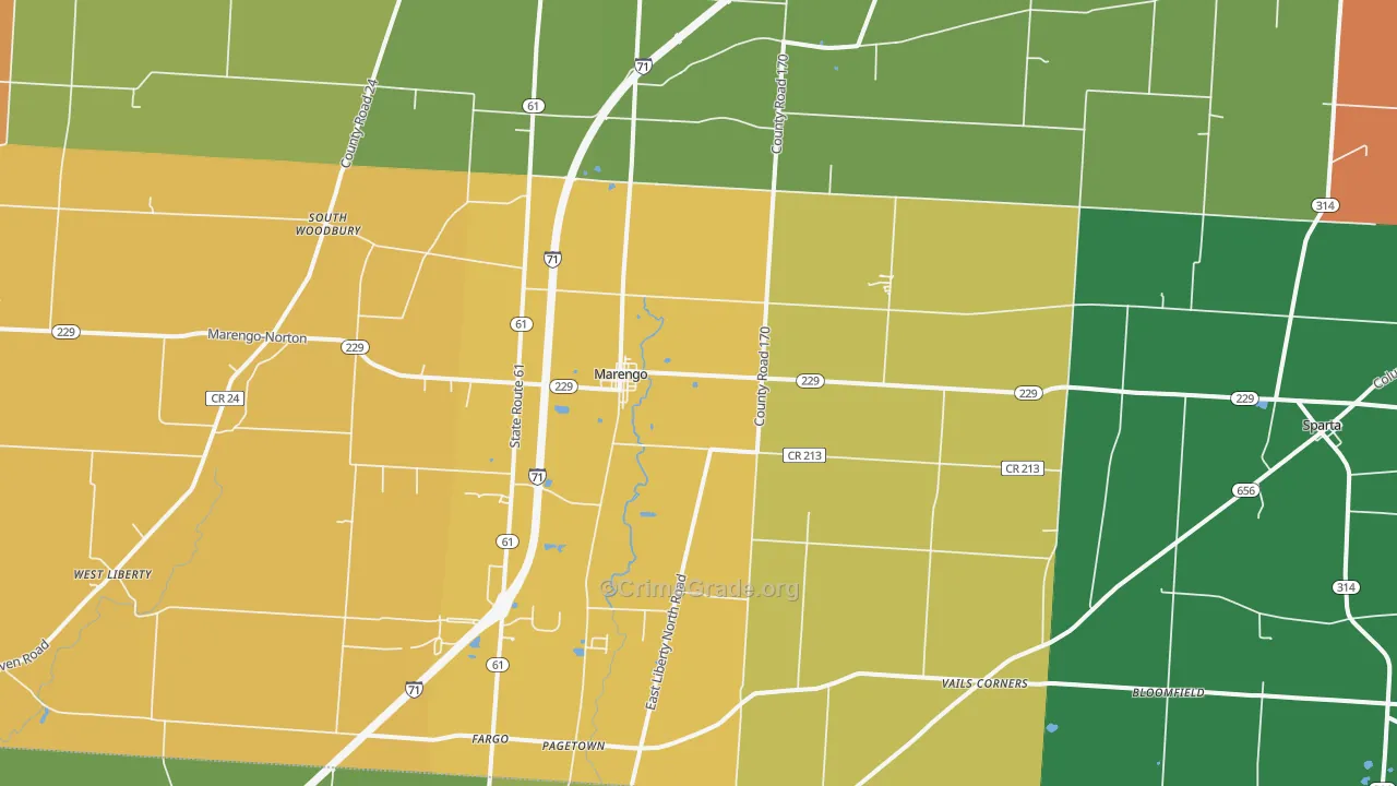 Marengo, OH Map of Murder Rates