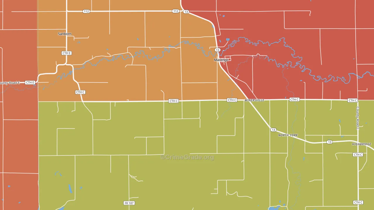 Marengo, WI Map of Murder Rates