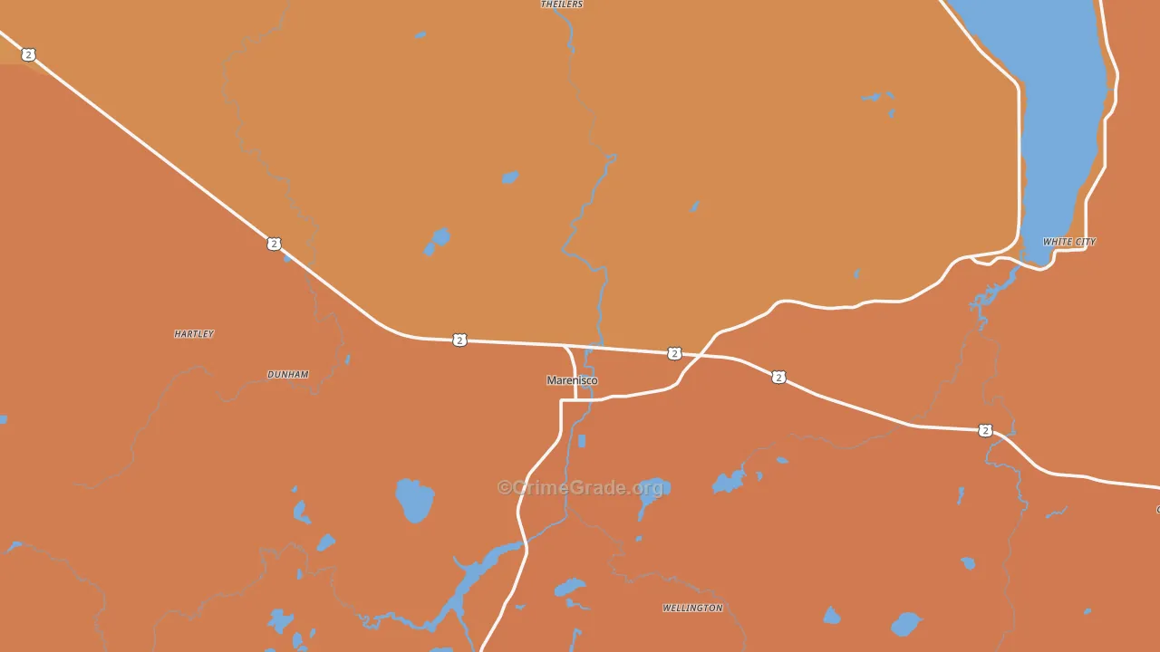 Marenisco, MI Map of Murder Rates
