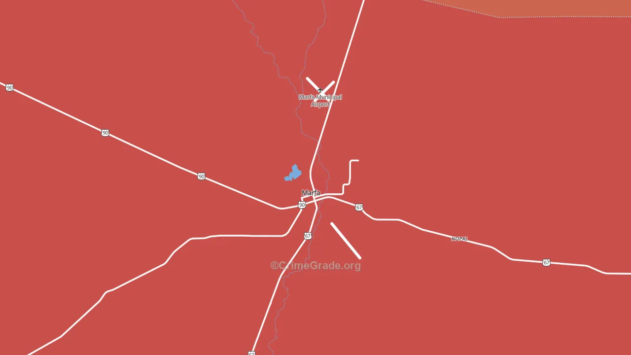 Marfa, TX Map of Murder Rates