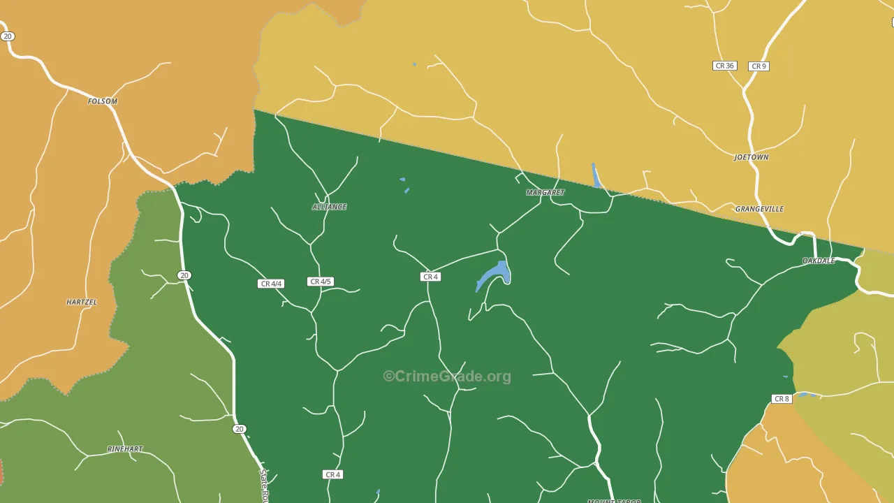 Margaret, WV Map of Murder Rates