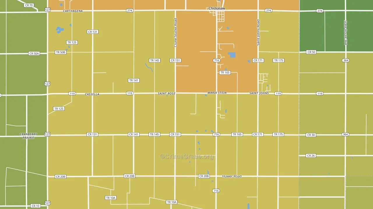 Maria Stein, OH Map of Murder Rates