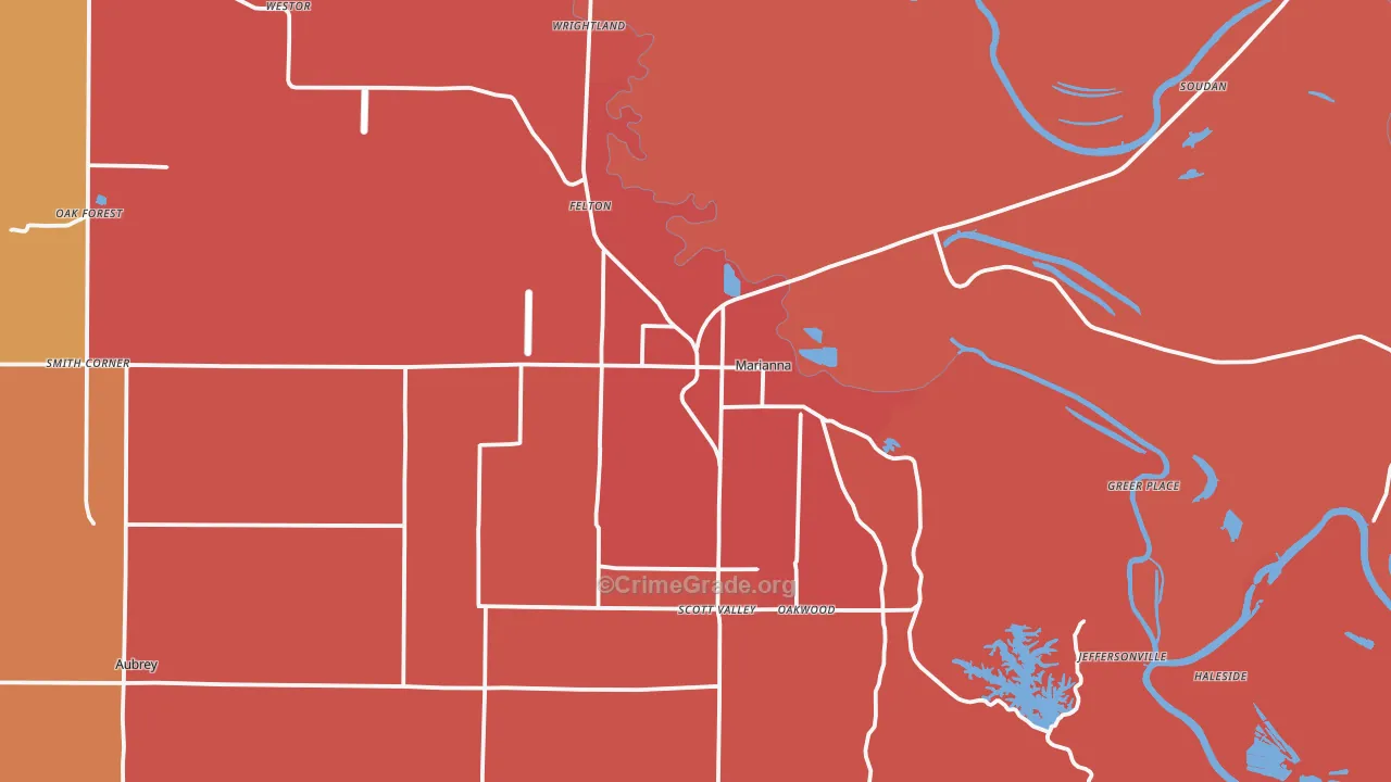 Marianna, AR Map of Murder Rates