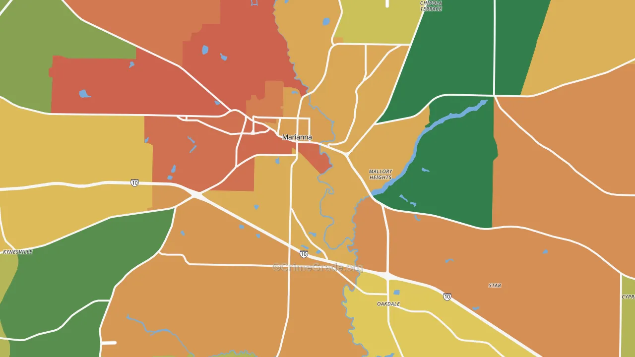 Marianna, FL Map of Murder Rates