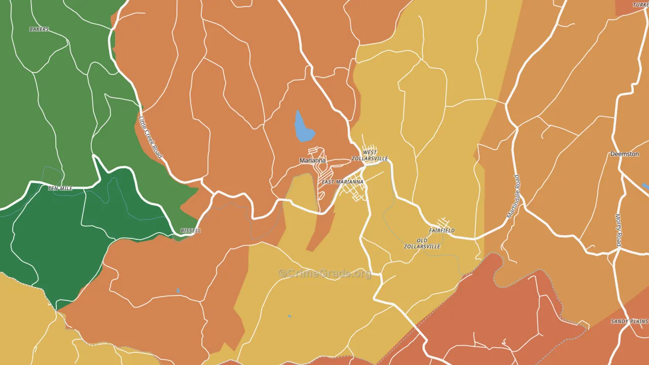 Marianna, PA Map of Murder Rates