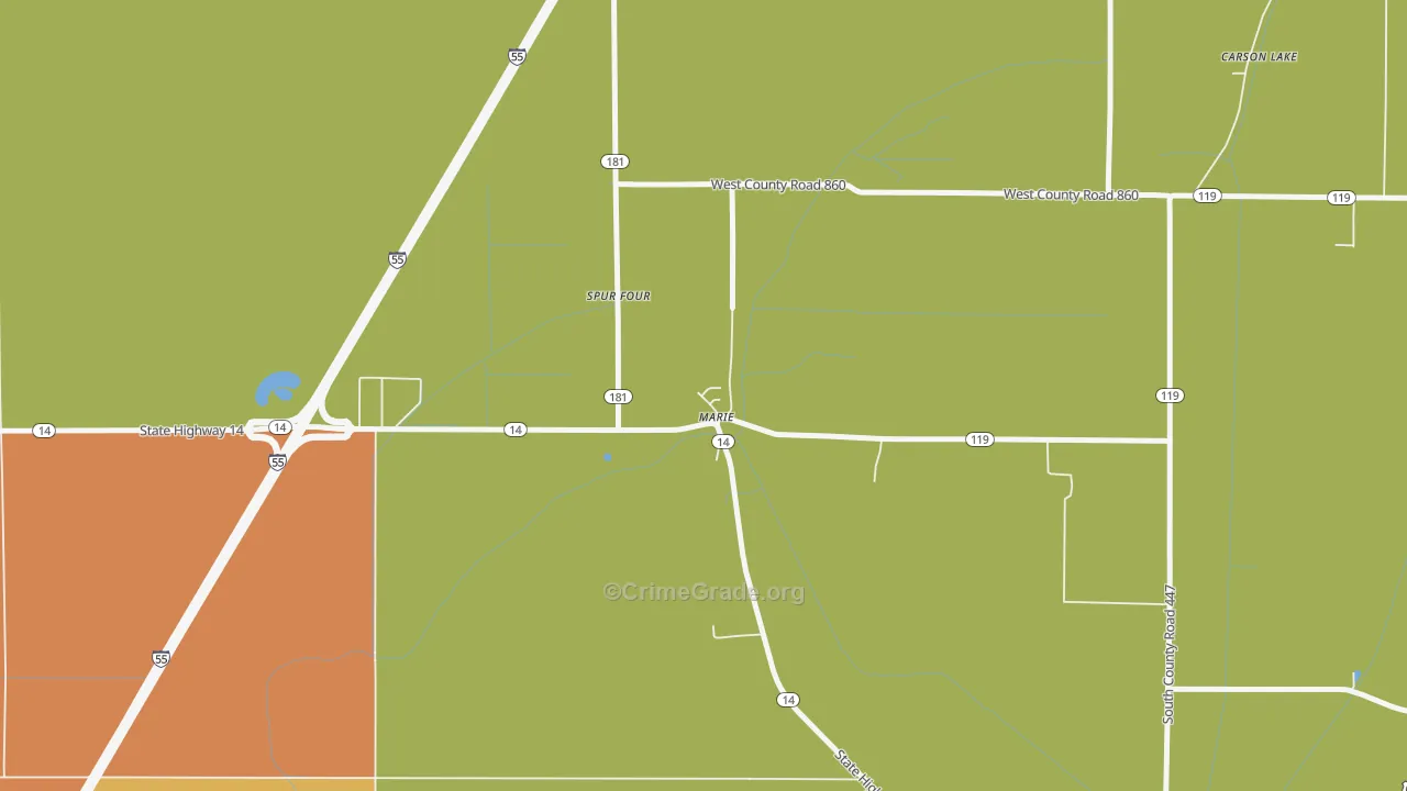 Marie, AR Map of Murder Rates