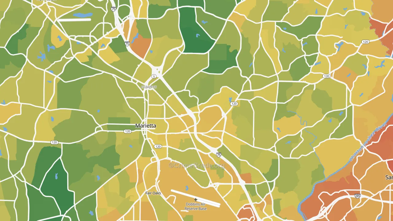 Marietta, GA Map of Murder Rates