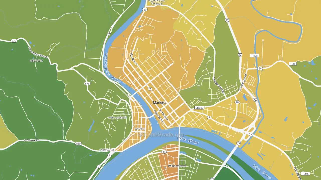 Marietta Historic District, Marietta, OH Map of Murder Rates