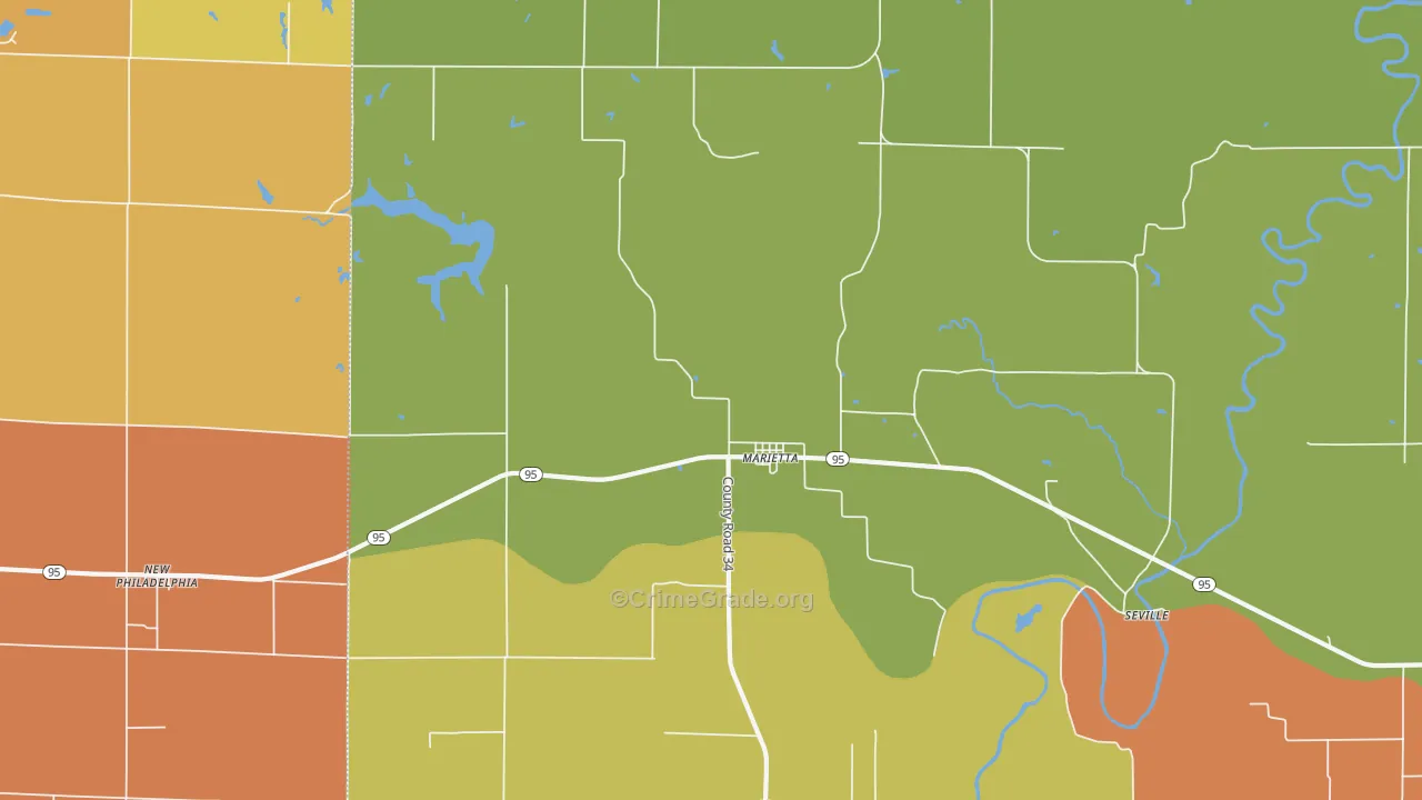 Marietta, IL Map of Murder Rates