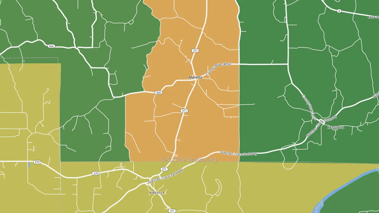 Marietta, MS Map of Murder Rates